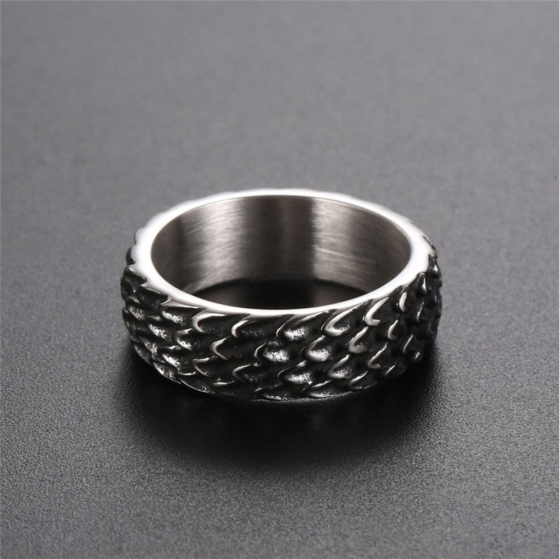 Dragon Scale Ring in Stainless Steel - GalacticElements