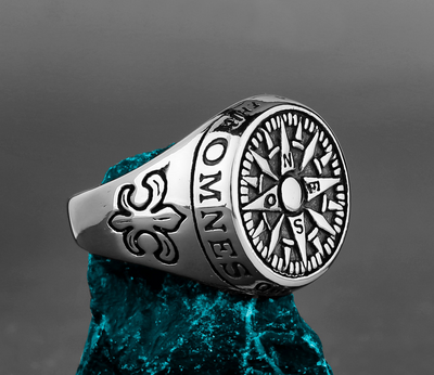 Saints Compass Ring in Stainless Steel - GalacticElements