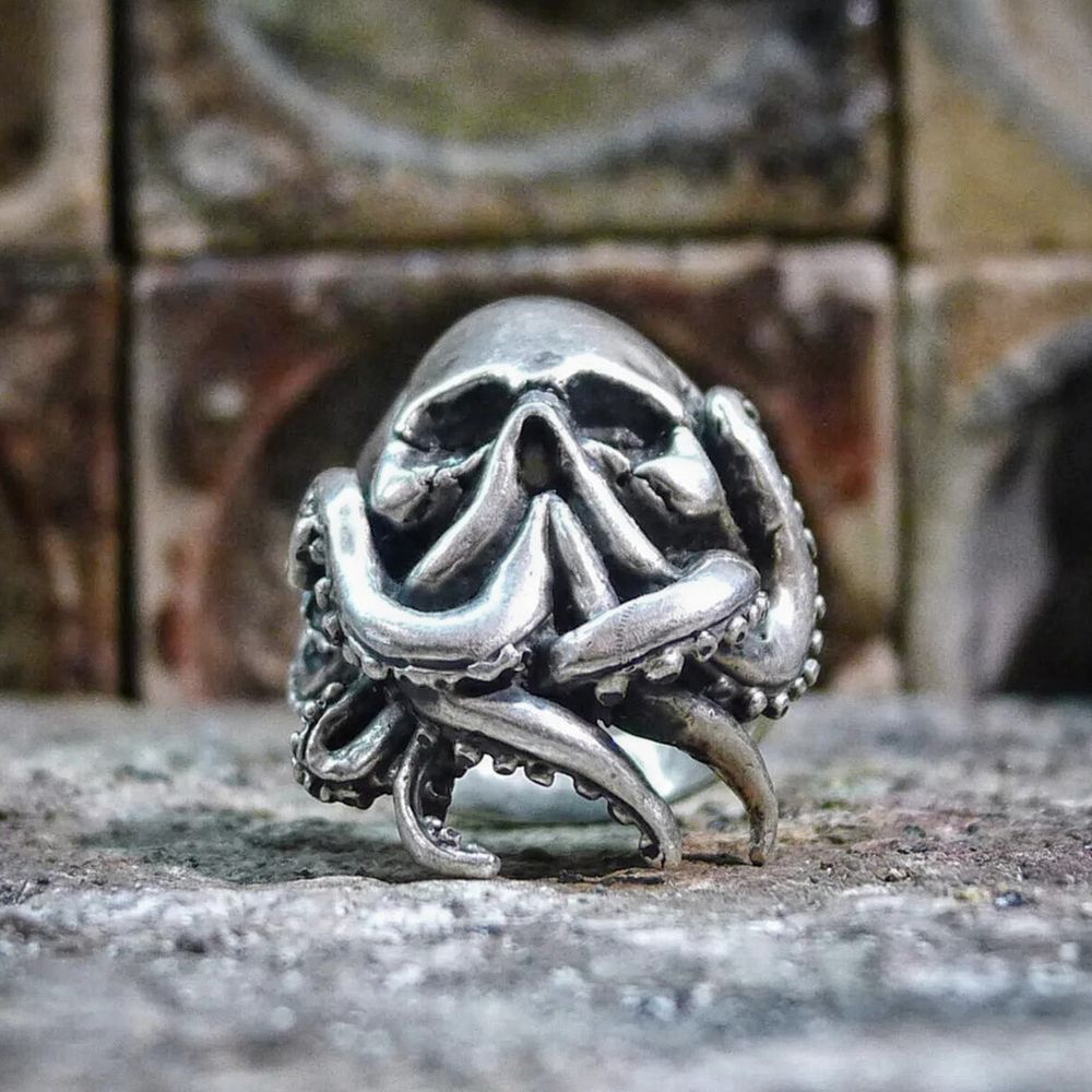 Masked Octopus Ring in Stainless Steel - GalacticElements