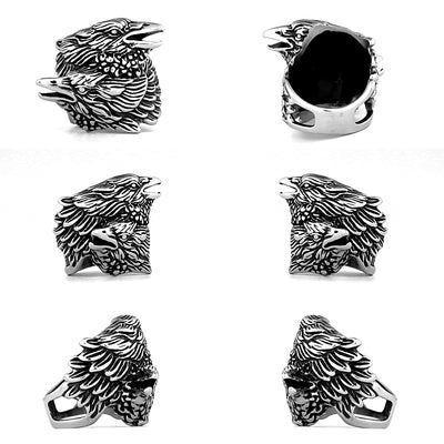 Twin Eagle Ring in Stainless Steel - GalacticElements