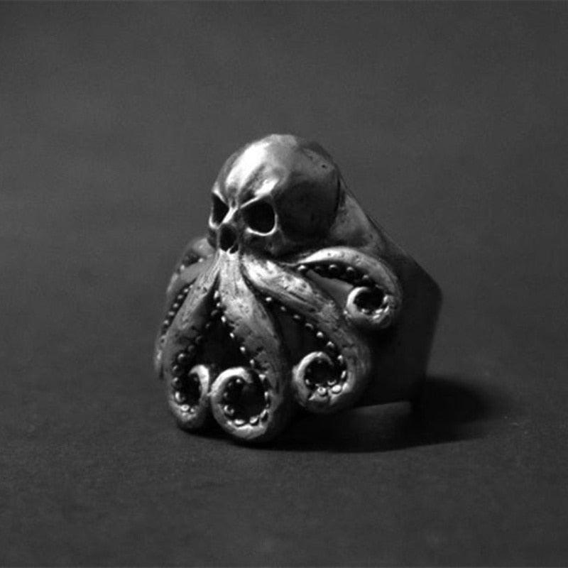 Octopus Skull Ring in Stainless Steel - GalacticElements