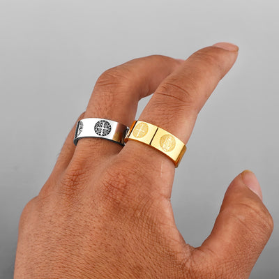 Classic Saint Benedict Rings in Stainless Steel - GalacticElements