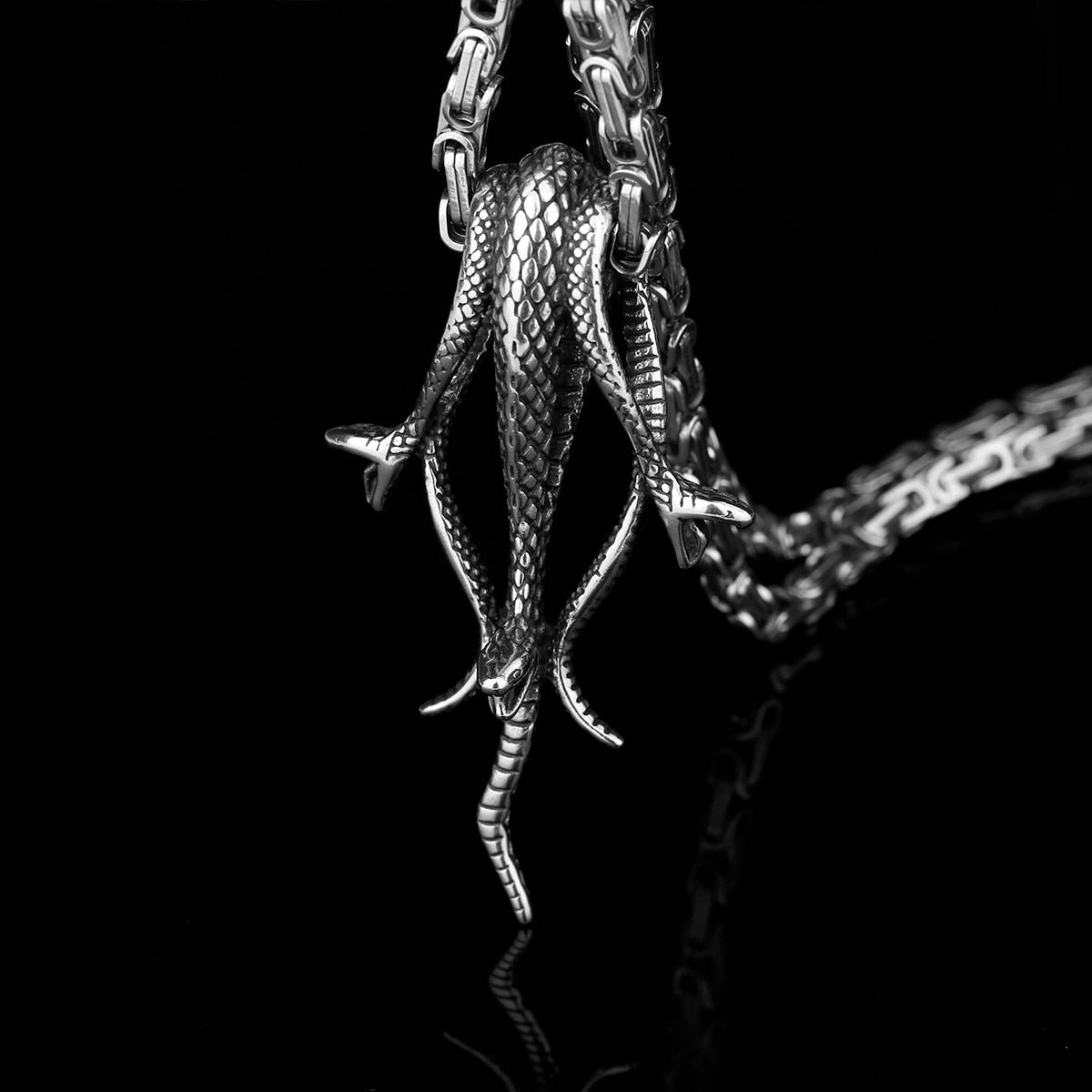 Tri Snake Pendant in Stainless Steel - GalacticElements