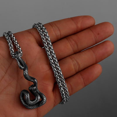 Rattlesnake Pendant in Stainless Steel - GalacticElements