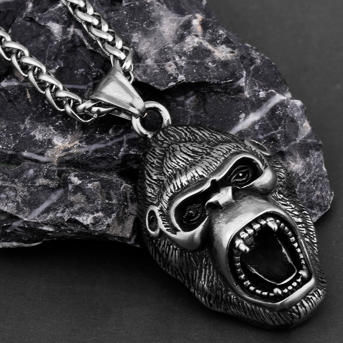 Gorilla Pendant in Stainless Steel - GalacticElements