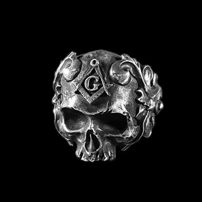 Masonic Skull of Wisdom Ring in Stainless Steel - GalacticElements